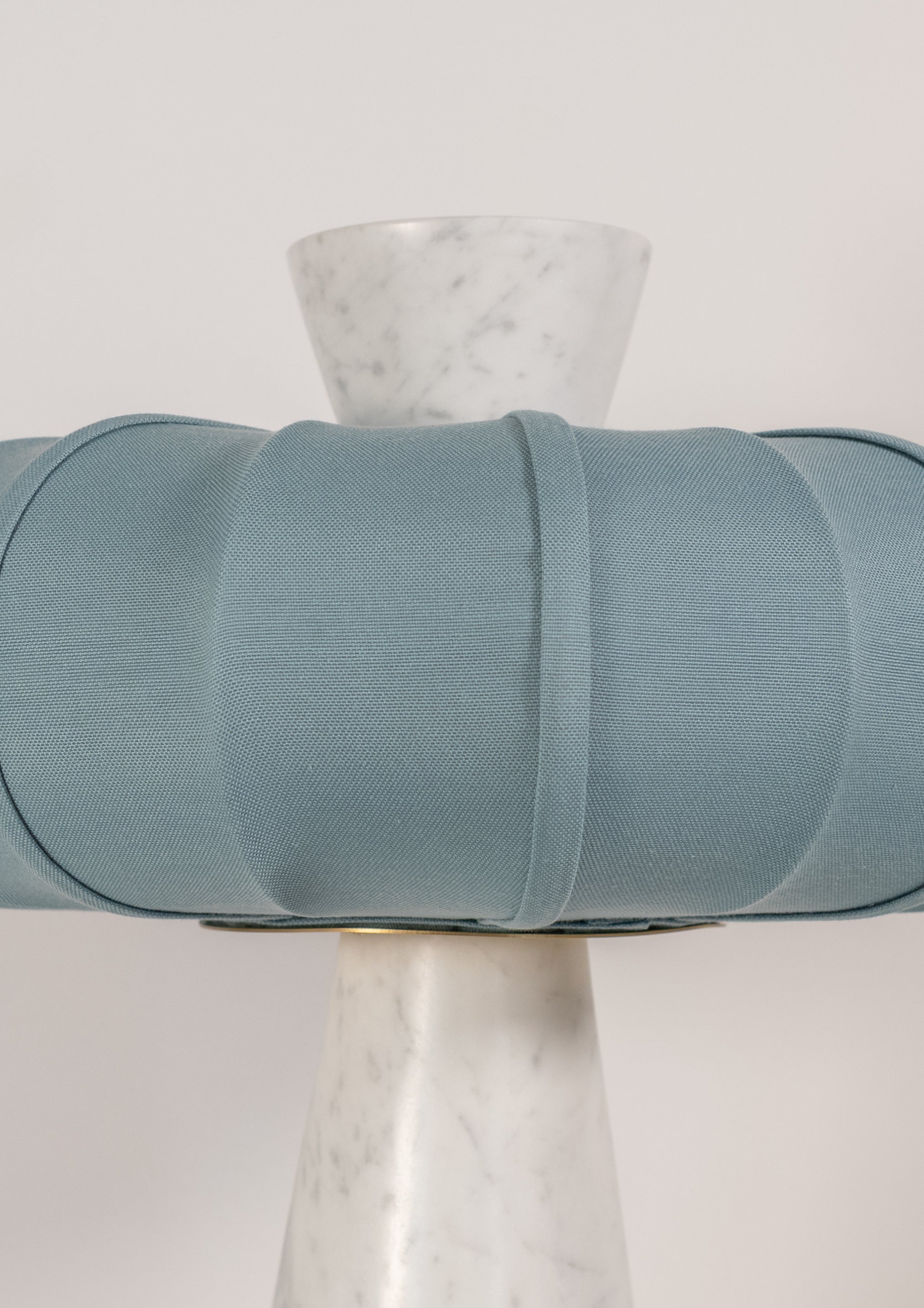 Andorra Table Lamp 2.0 | Carrara White Marble, Indigo Grey Cotton Shade