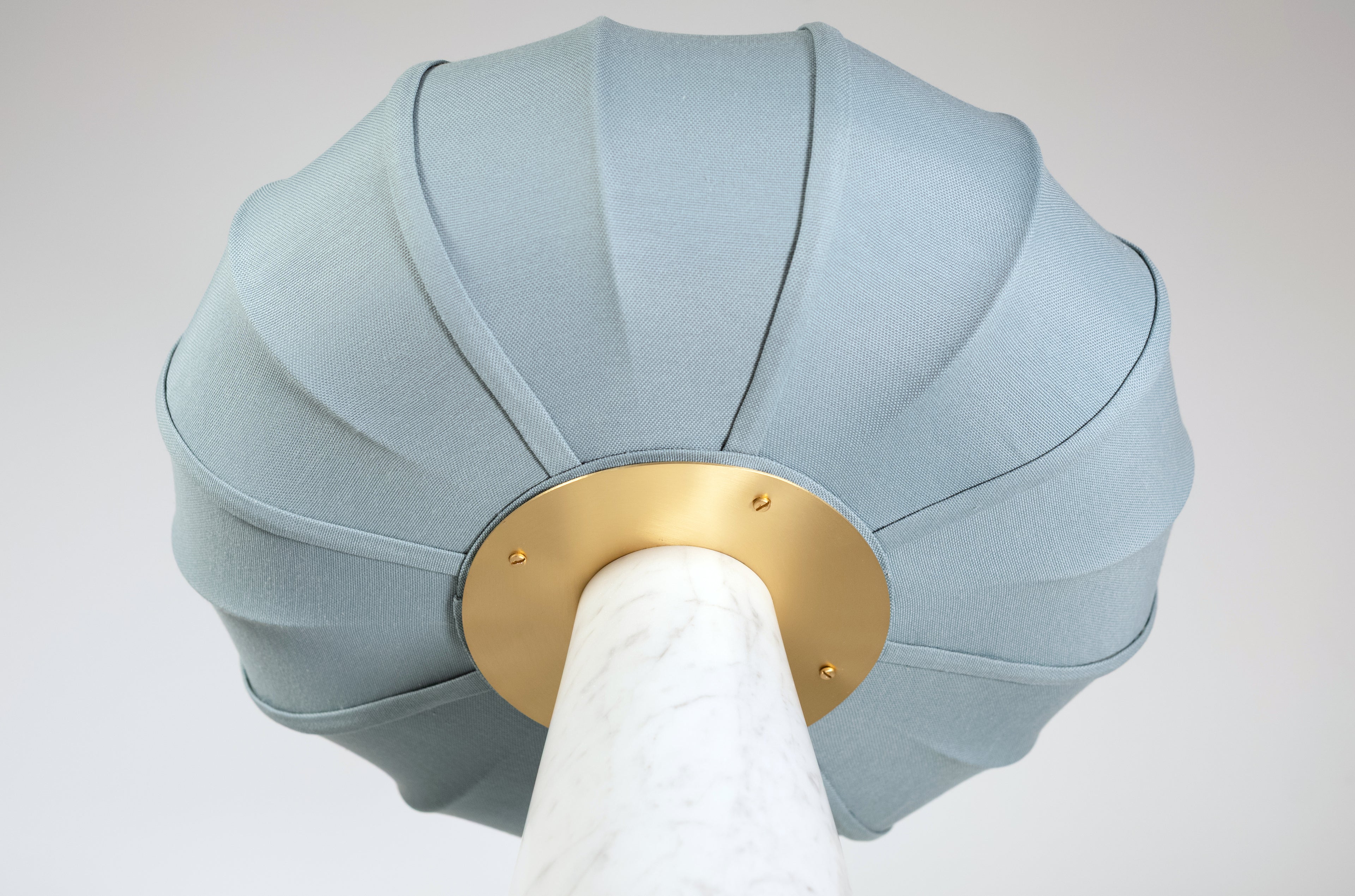 Andorra Table Lamp 2.0 | Carrara White Marble, Indigo Grey Cotton Shade