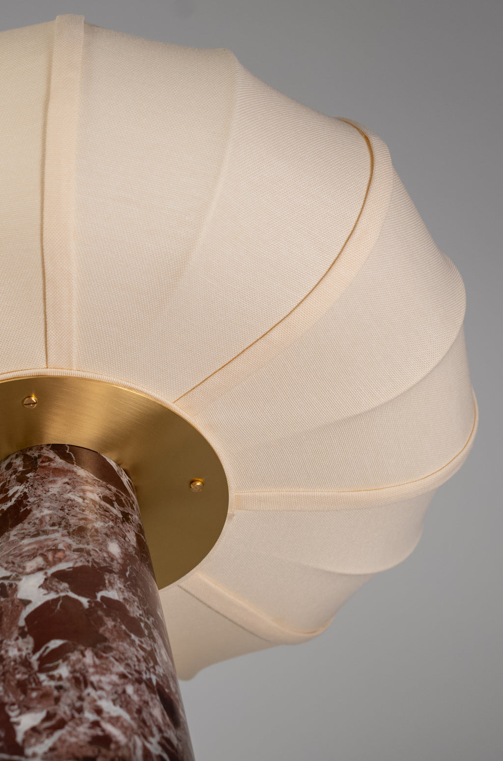 Andorra Table Lamp 2.0 | Levanto Red Marble, Light Ivory Cotton Shade