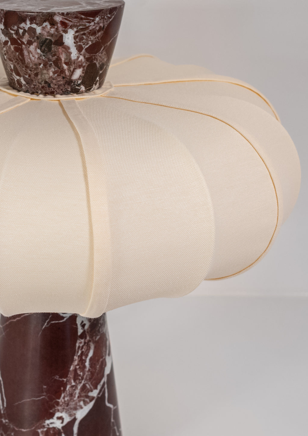 Andorra Table Lamp 2.0 | Levanto Red Marble, Light Ivory Cotton Shade