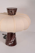 Andorra Table Lamp 2.0 | Levanto Red Marble, Light Ivory Cotton Shade