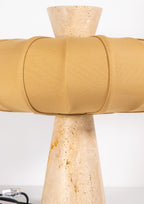 Andorra Table Lamp 2.0 | Romano Beige Travertine, Golden Ochre Cotton Shade