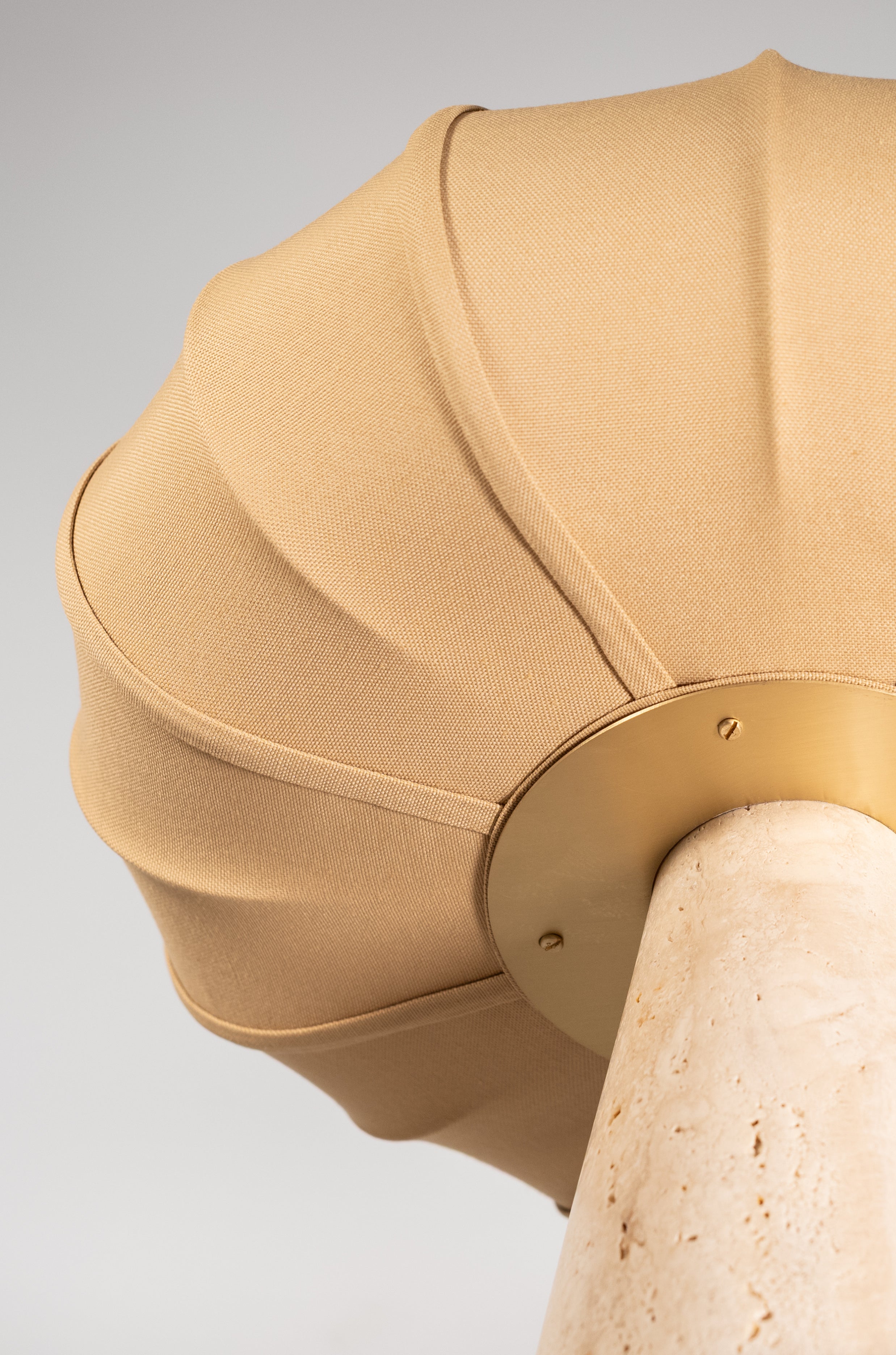 Andorra Table Lamp 2.0 | Romano Beige Travertine, Golden Ochre Cotton Shade