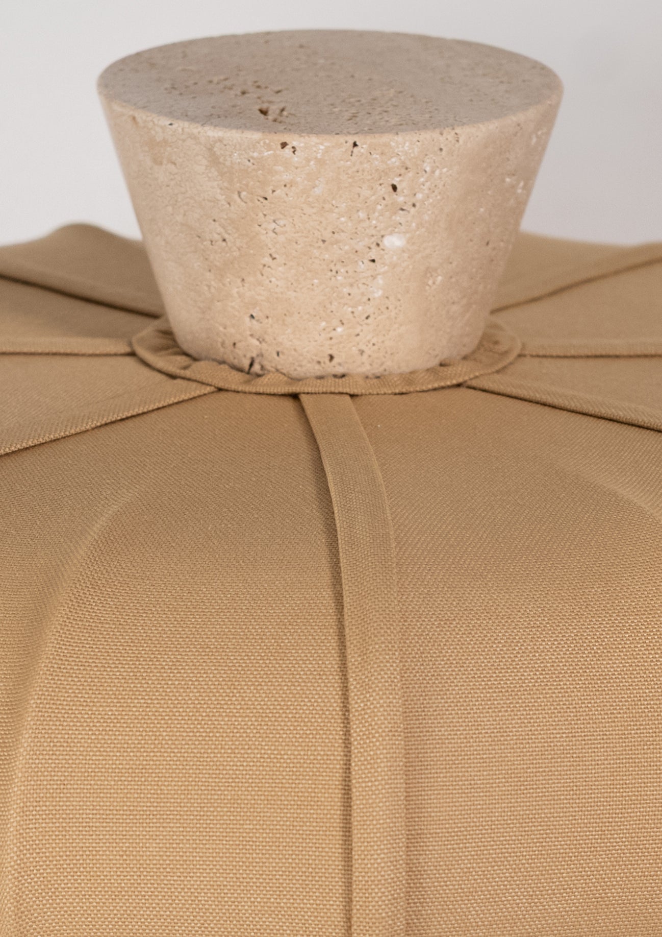 Andorra Table Lamp 2.0 | Romano Beige Travertine, Golden Ochre Cotton Shade