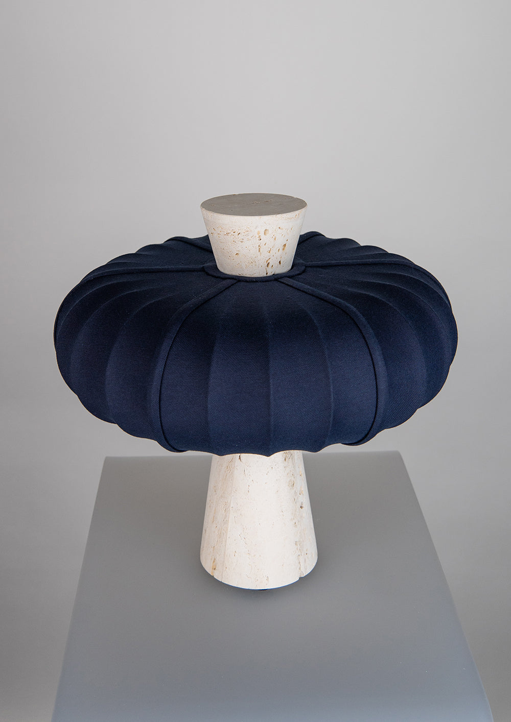 Andorra Table Lamp | Dark Cobalt Cotton - White Travertine