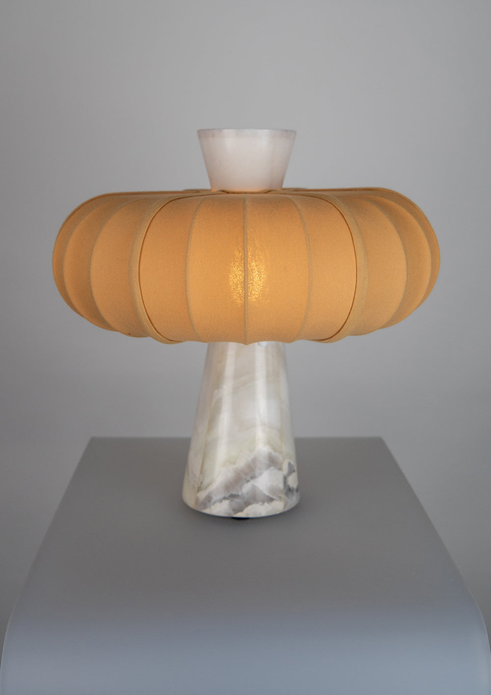 Andorra Table Lamp | Light Ochre Cotton - Bright Dawn White Marble