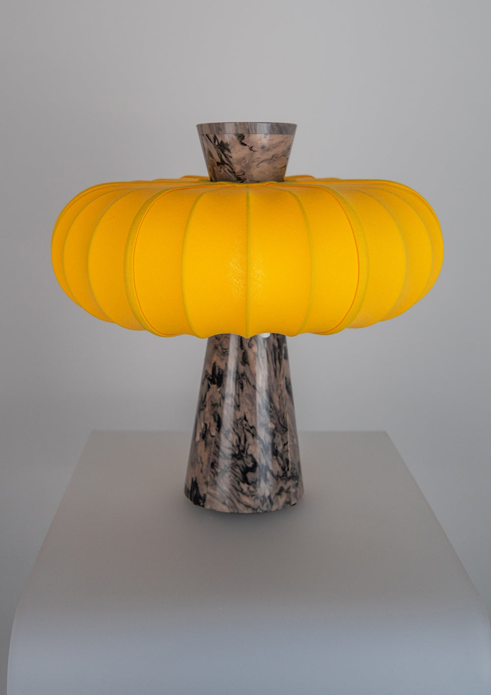 Andorra Table Lamp | Cadmium Yellow Cotton - Terrestrial Brown Marble