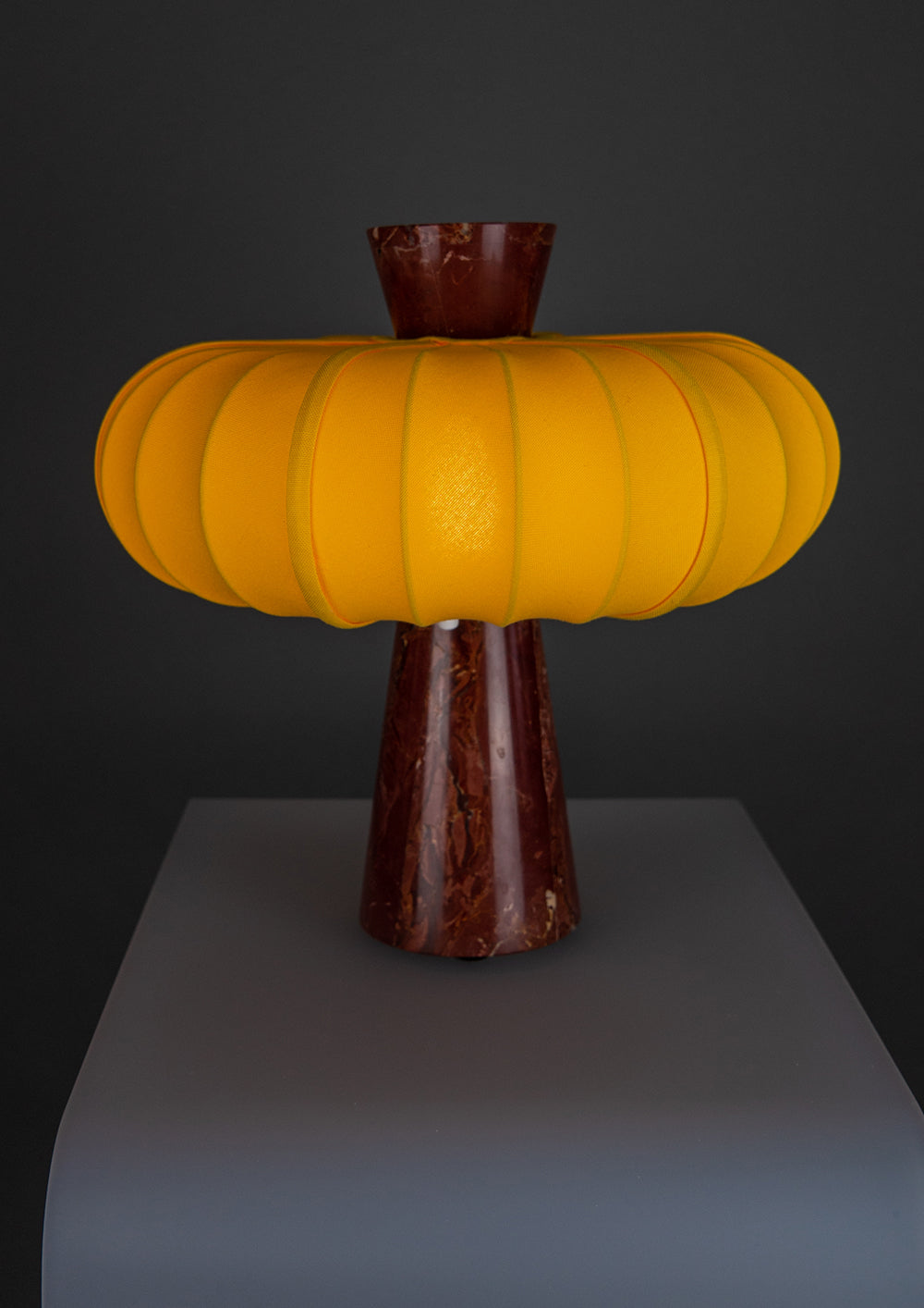 Andorra Table Lamp | Cadmium Yellow Cotton - Venetian Red Marble