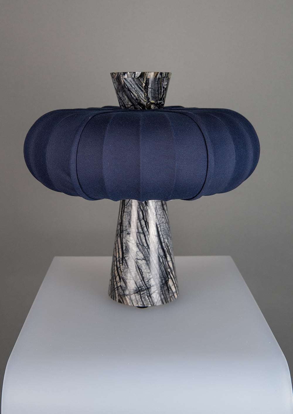 Andorra Table Lamp | Dark Cobalt Cotton - Grenadilla Black Marble