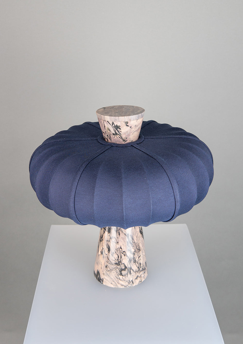 Andorra Table Lamp | Dark Cobalt Cotton - Terrestrial Brown Marble