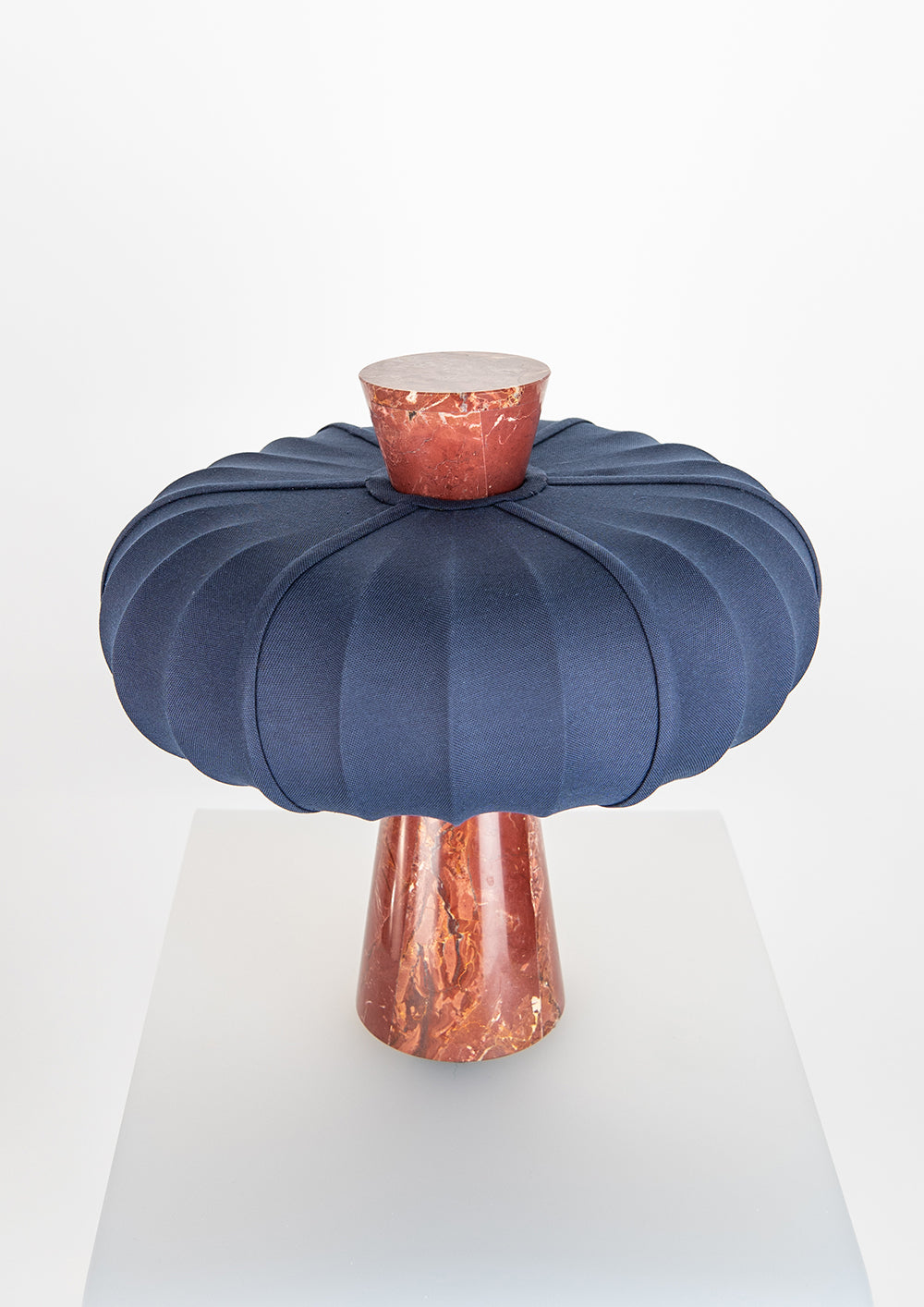 Andorra Table Lamp | Dark Cobalt Cotton - Venetian Red Marble