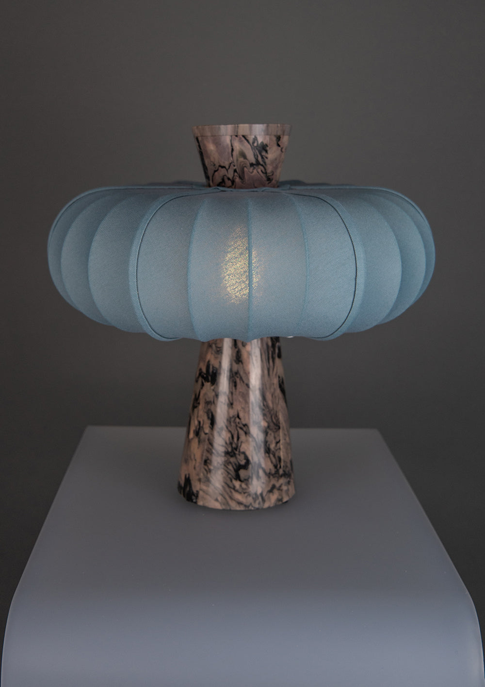 Andorra Table Lamp | Indigo Grey Cotton - Terrestrial Brown Marble