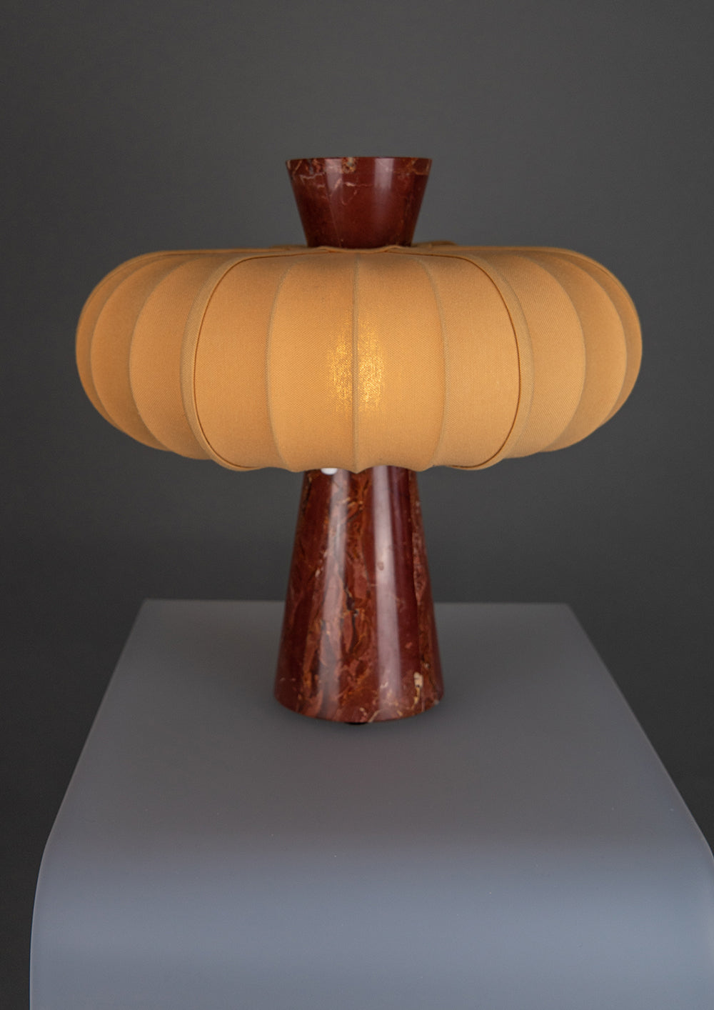 Andorra Table Lamp | Light Ochre Cotton - Venetian Red Marble